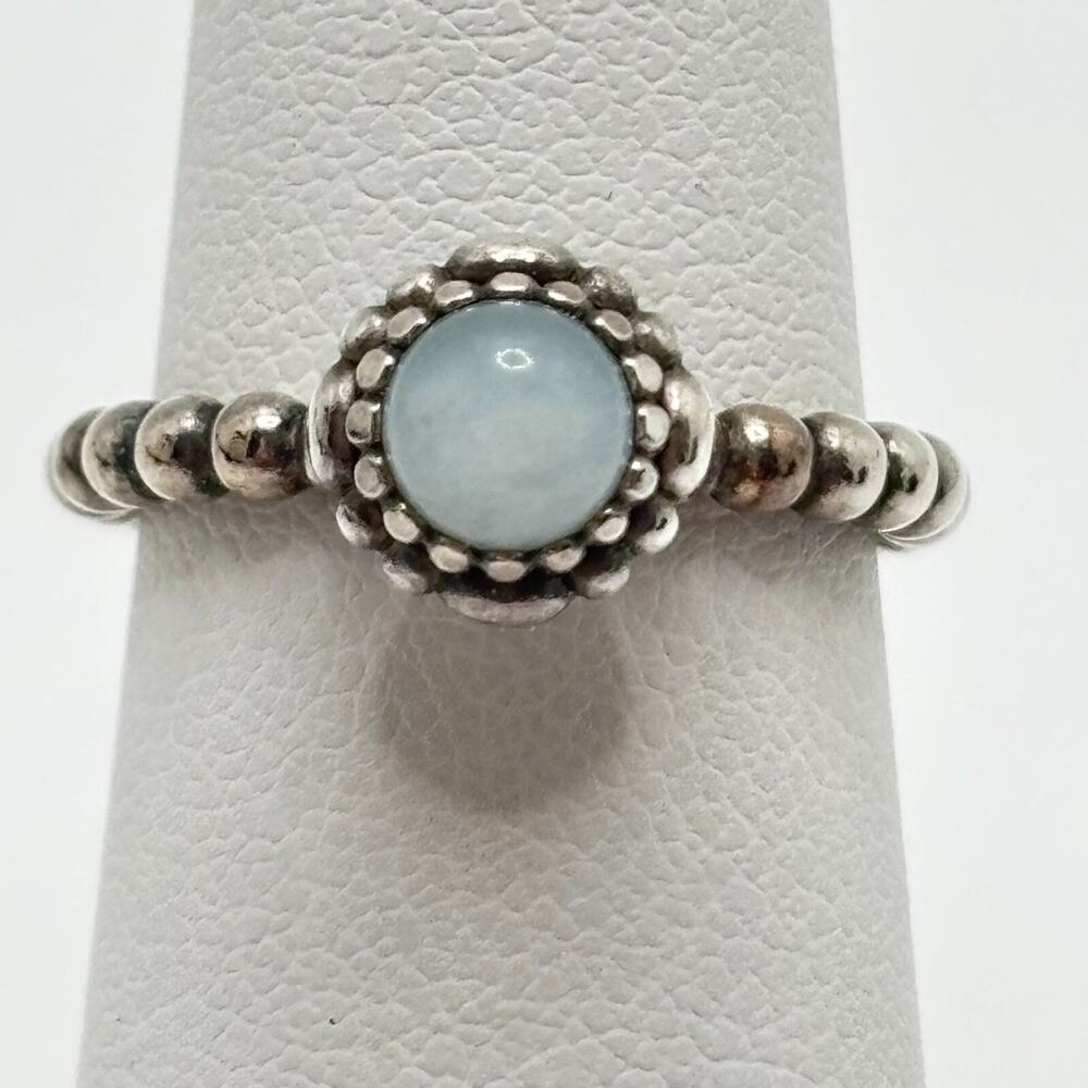 Pandora Birthday Blooms Sterling Silver 925 MOONSTONE Ring Size 5.5